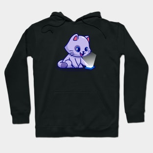 Cute Cat Playing Mobile Phone Cartoon Hoodie